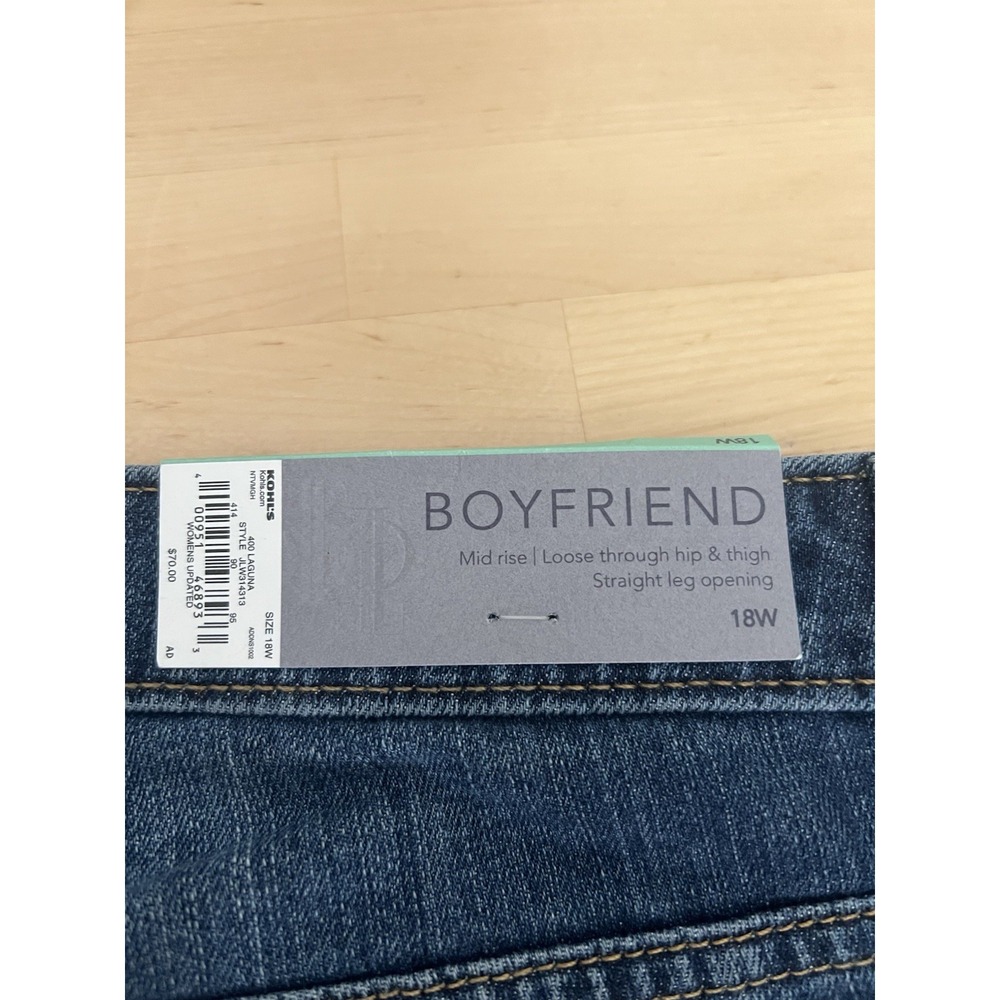 Jennifer Lopez Jeans Women's 18W Boyfriend Stretch Denim Mid Rise Straight Leg - Picture 3 of 13